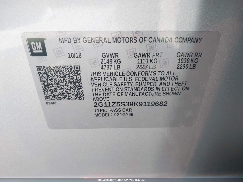 2G11Z5S39K9119682 2019 CHEVROLET IMPALA photo no. 9