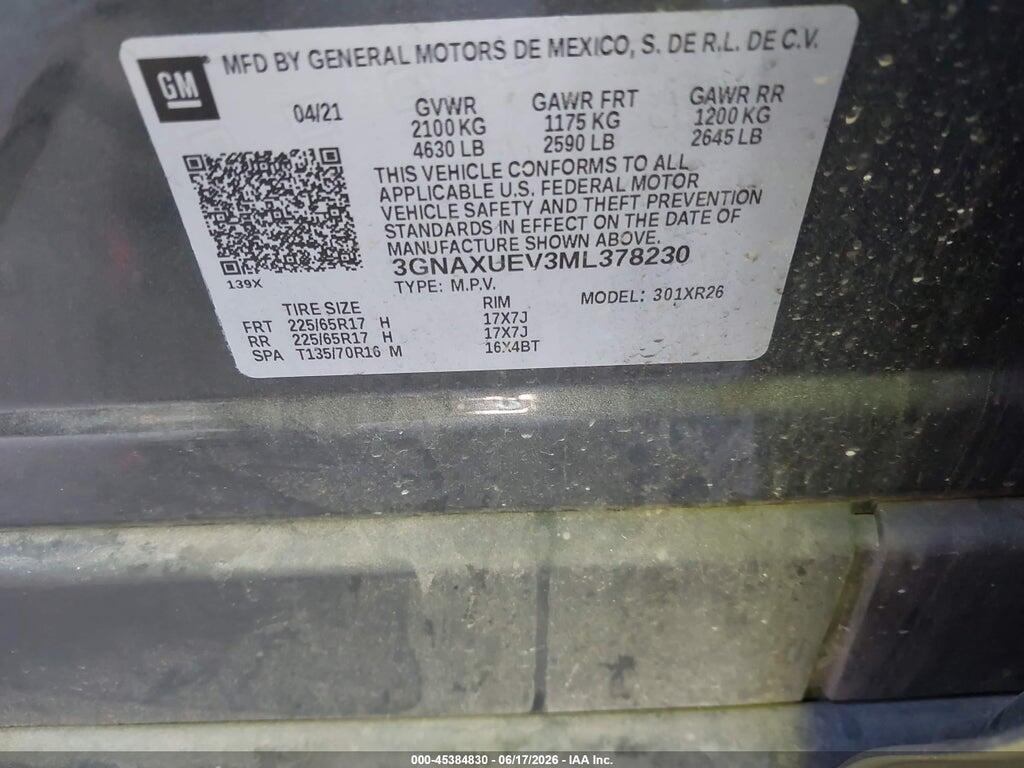 3GNAXUEV3ML378230 2021 CHEVROLET EQUINOX photo no. 9