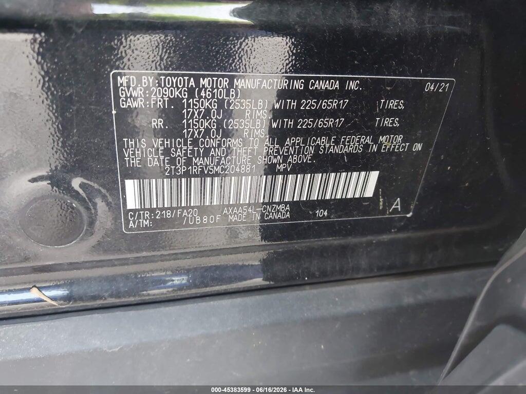 2T3P1RFV5MC204881 2021 TOYOTA RAV4 photo no. 9
