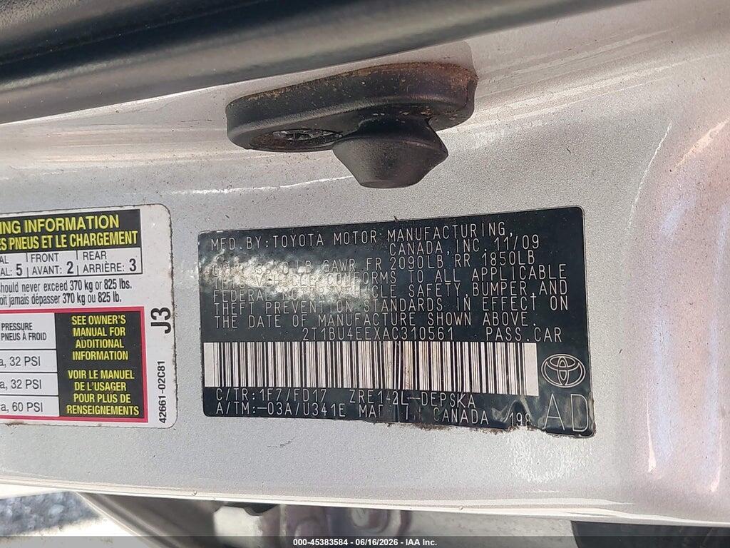 2T1BU4EEXAC310561 2010 TOYOTA COROLLA photo no. 9