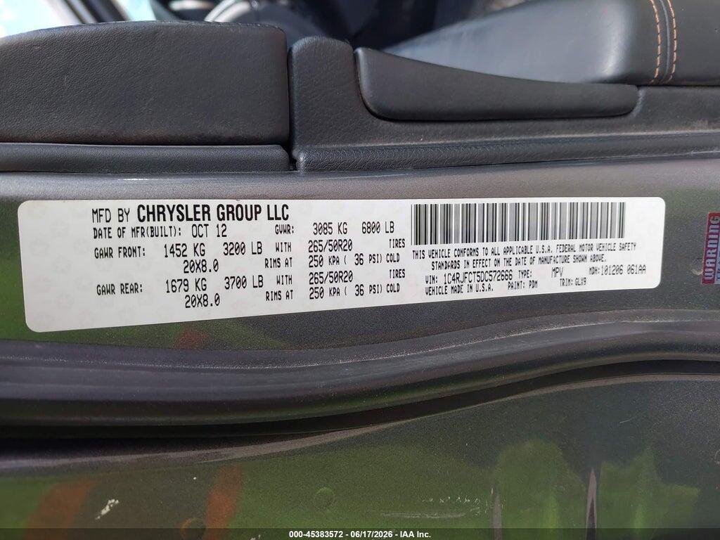 1C4RJFCT5DC572666 2013 JEEP GRAND CHEROKEE photo no. 9
