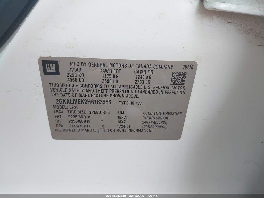 2GKALMEK2H6183566 2017 GMC TERRAIN photo no. 9