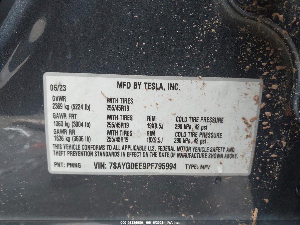 7SAYGDEE9PF795994 2023 TESLA MODEL Y photo no. 9