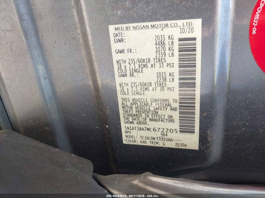 5N1AT3BA7MC672205 2021 NISSAN ROGUE photo no. 9