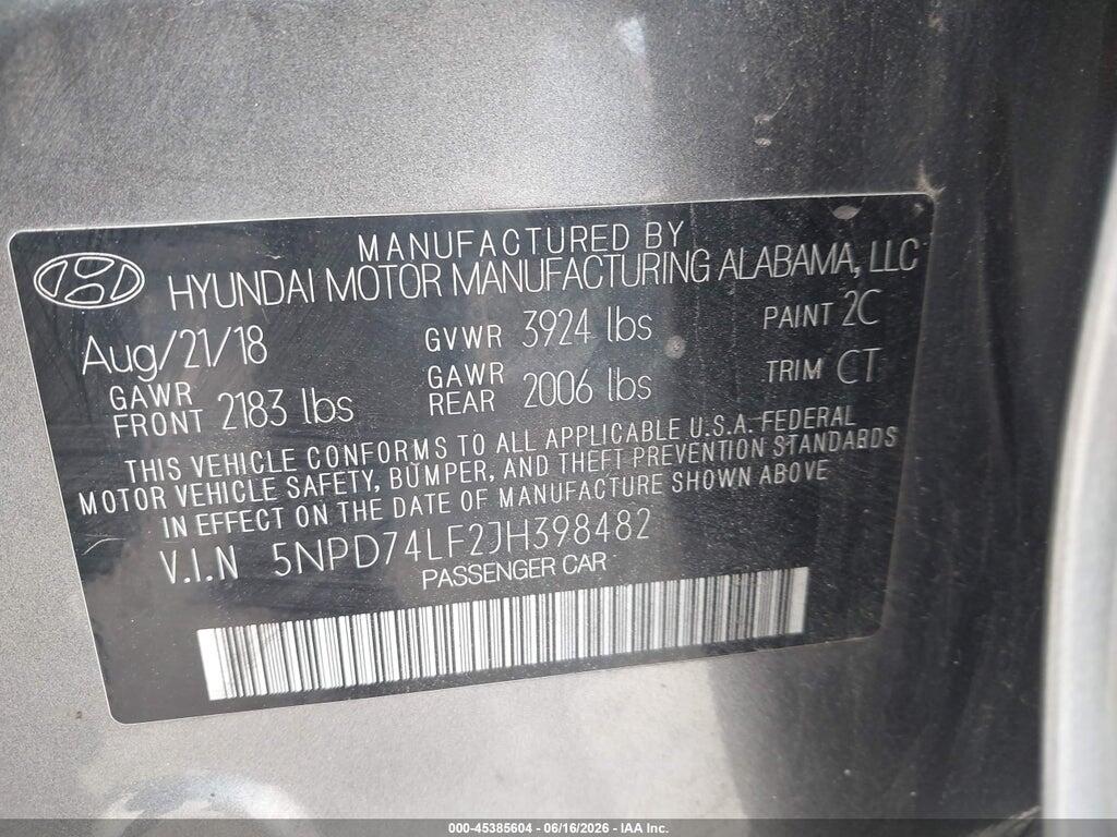 5NPD74LF2JH398482 2018 HYUNDAI ELANTRA photo no. 9