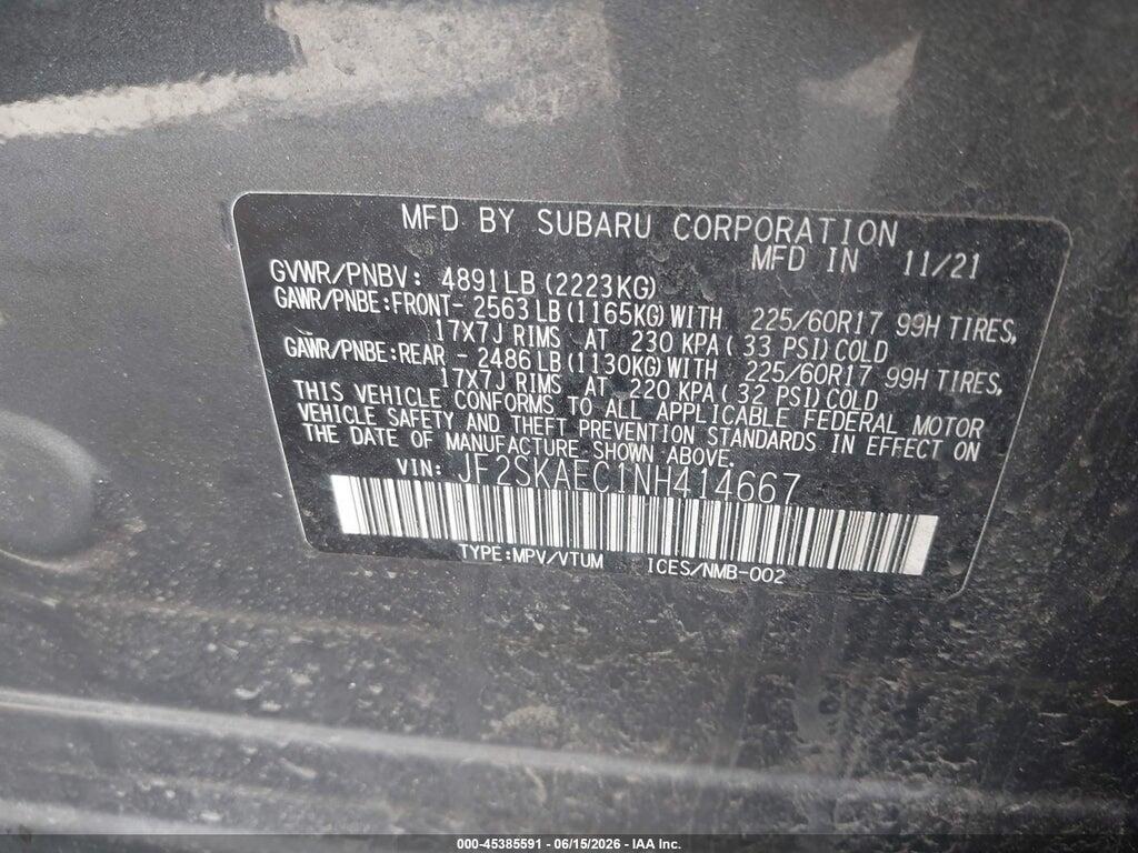 JF2SKAEC1NH414667 2022 SUBARU FORESTER photo no. 9
