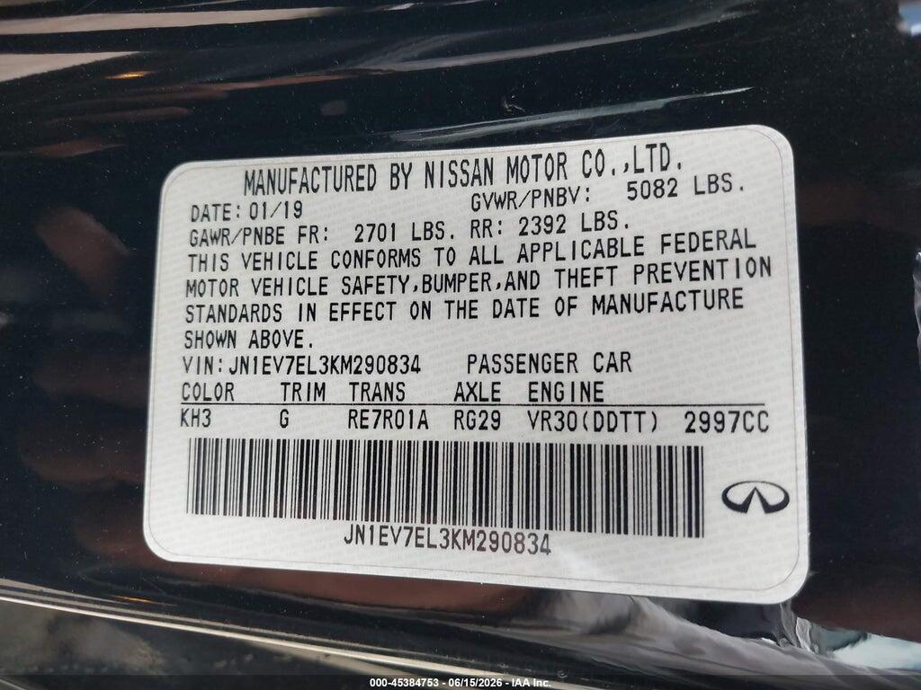 JN1EV7EL3KM290834 2019 INFINITI Q60 photo no. 9