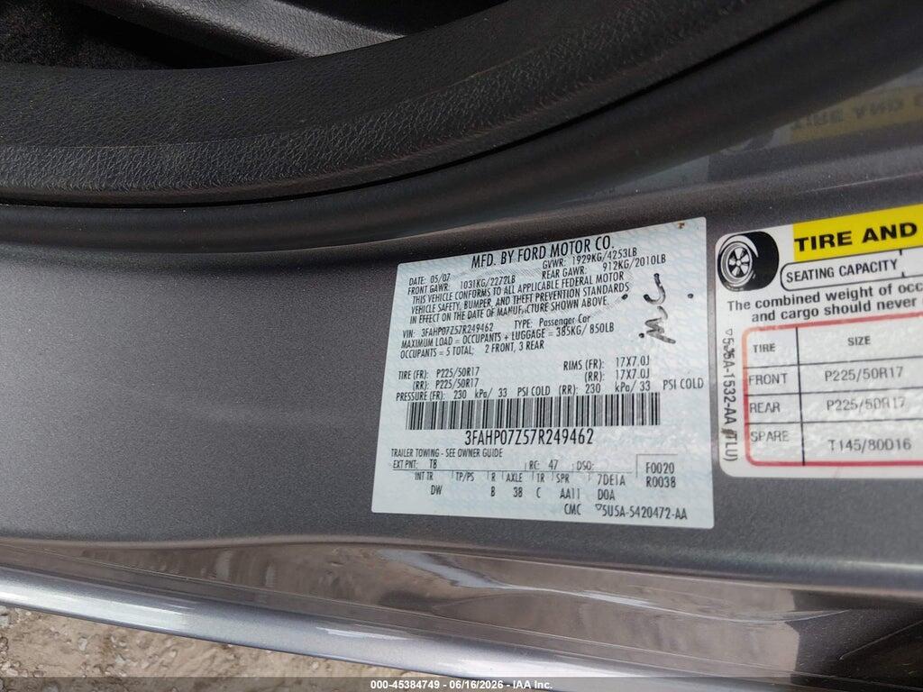 3FAHP07Z57R249462 2007 FORD FUSION photo no. 9