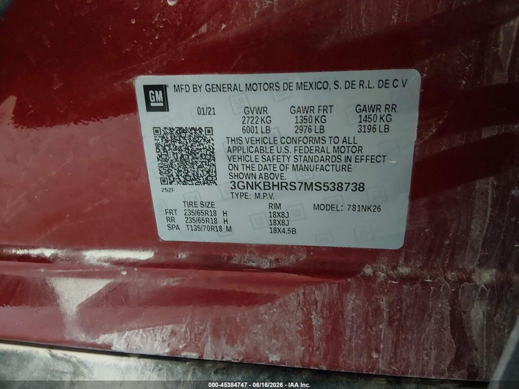 3GNKBHRS7MS538738 2021 CHEVROLET BLAZER photo no. 9