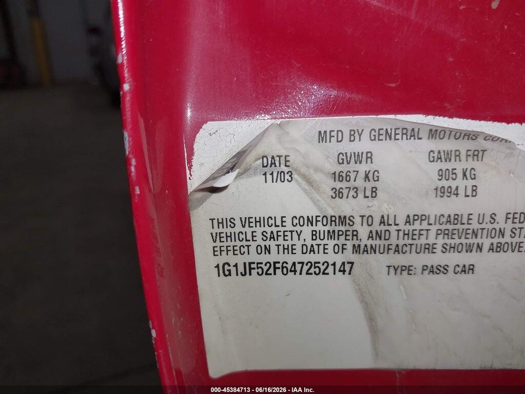 1G1JF52F647252147 2004 CHEVROLET CAVALIER photo no. 9