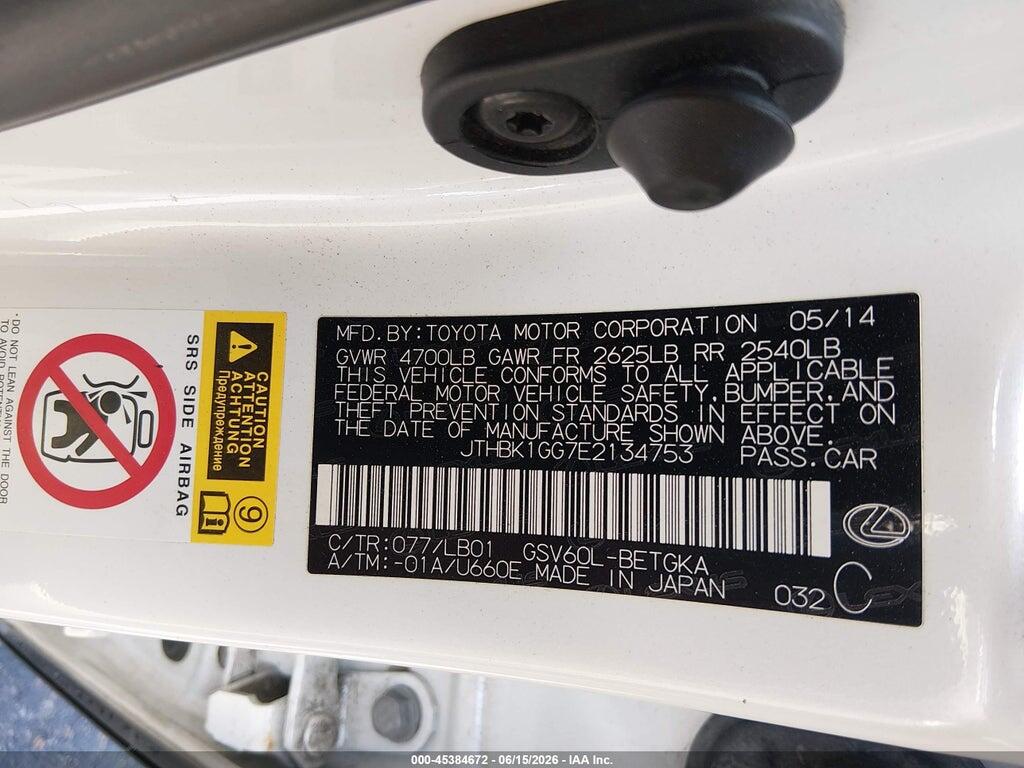 JTHBK1GG7E2134753 2014 LEXUS ES 350 photo no. 9