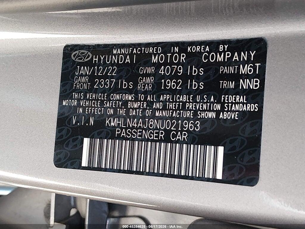 KMHLN4AJ8NU021963 2022 HYUNDAI ELANTRA HYBRID photo no. 9