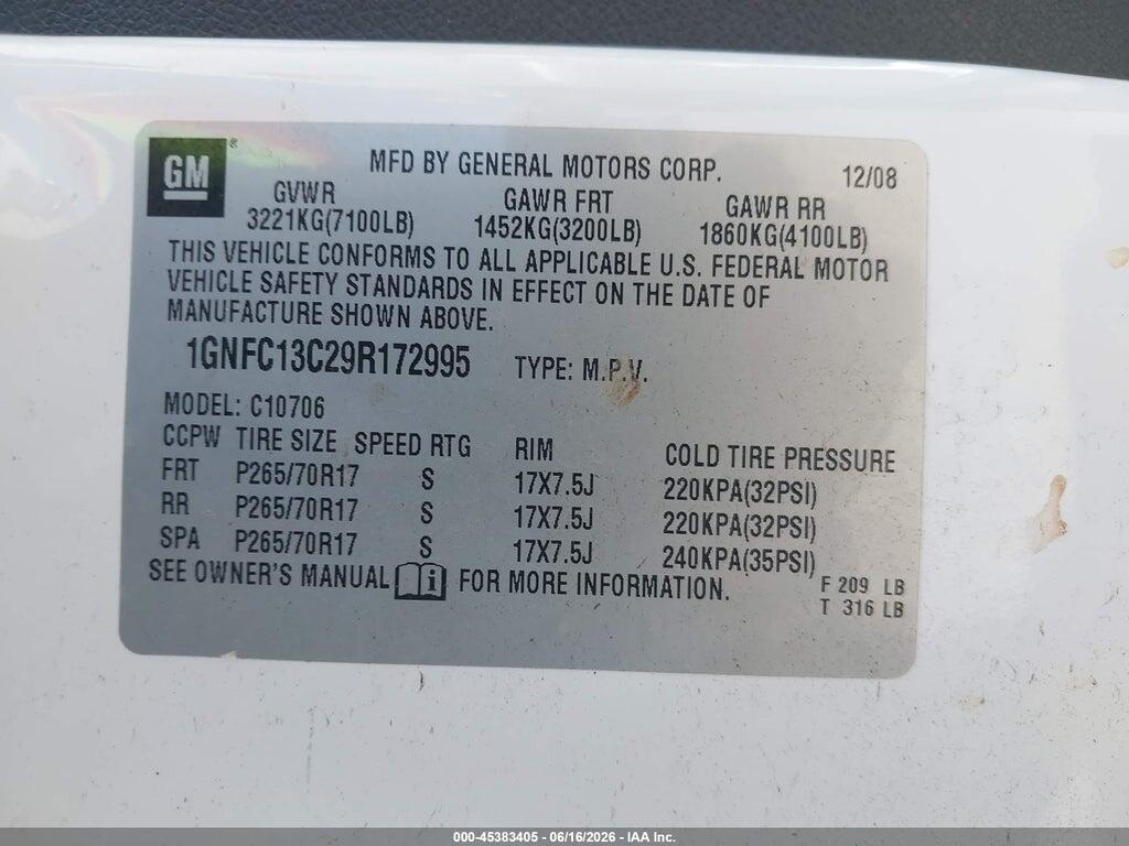1GNFC13C29R172995 2009 CHEVROLET TAHOE photo no. 9