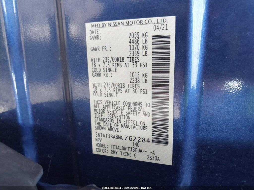 5N1AT3BA8MC762284 2021 NISSAN ROGUE photo no. 9