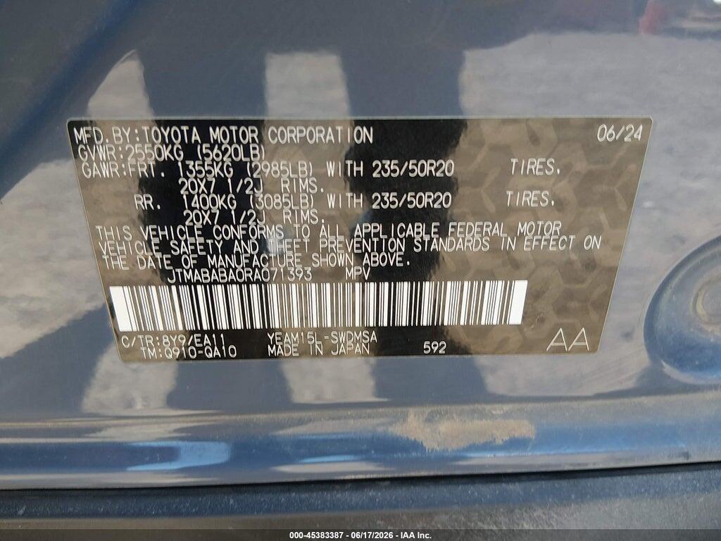 JTMABABA0RA071393 2024 SUBARU SOLTERRA photo no. 9