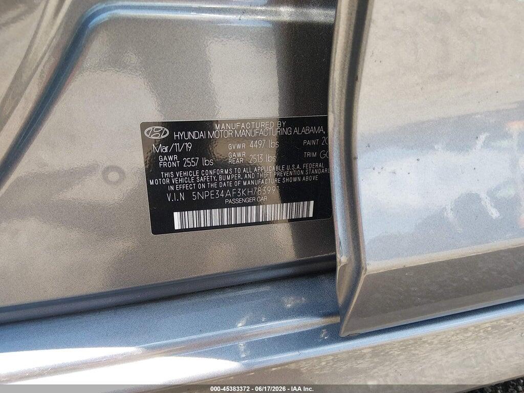 5NPE34AF3KH783991 2019 HYUNDAI SONATA photo no. 9
