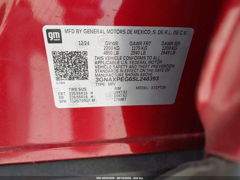 3GNAXPEG6SL248393 2025 CHEVROLET EQUINOX photo no. 9