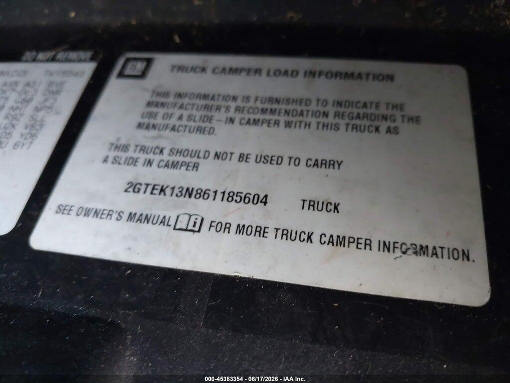 2GTEK13N861185604 2006 GMC SIERRA 1500 photo no. 9