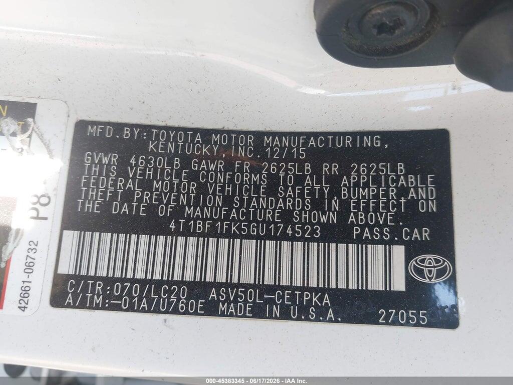 4T1BF1FK5GU174523 2016 TOYOTA CAMRY photo no. 9