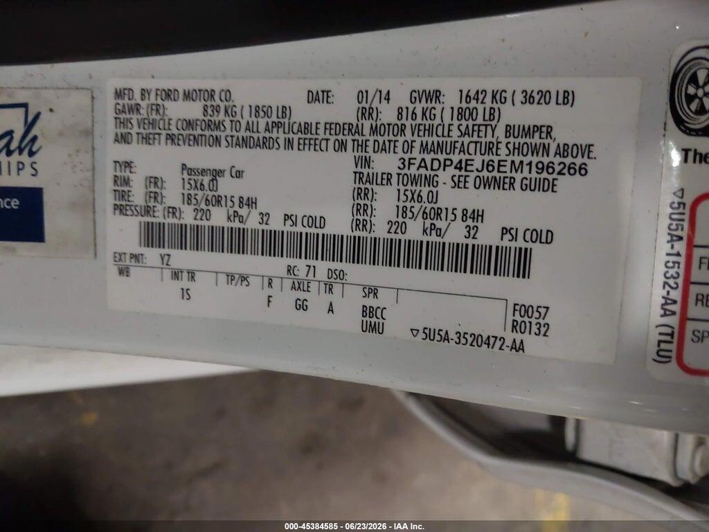 3FADP4EJ6EM196266 2014 FORD FIESTA photo no. 9