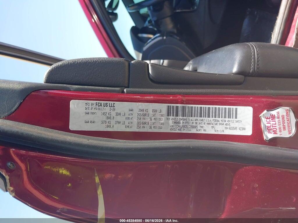 1C4RJFBG5LC288005 2020 JEEP GRAND CHEROKEE photo no. 9