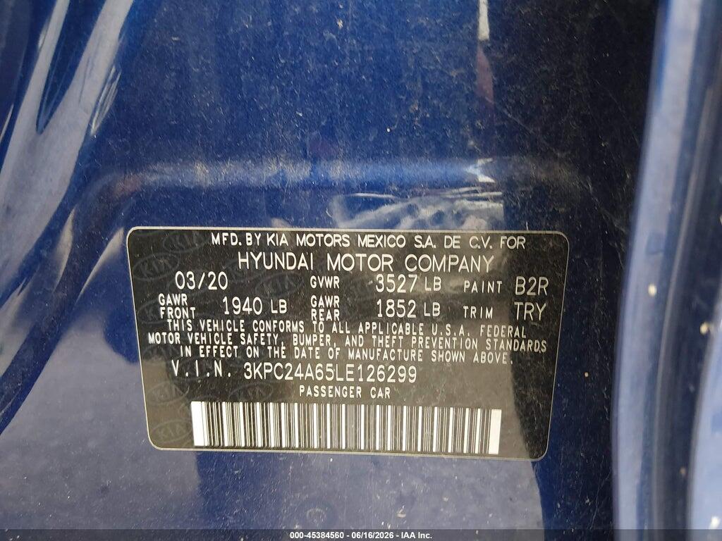 3KPC24A65LE126299 2020 HYUNDAI ACCENT photo no. 9