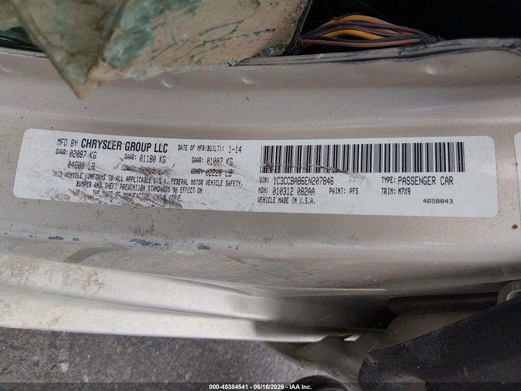 1C3CCBAB6EN207846 2014 CHRYSLER 200 photo no. 9