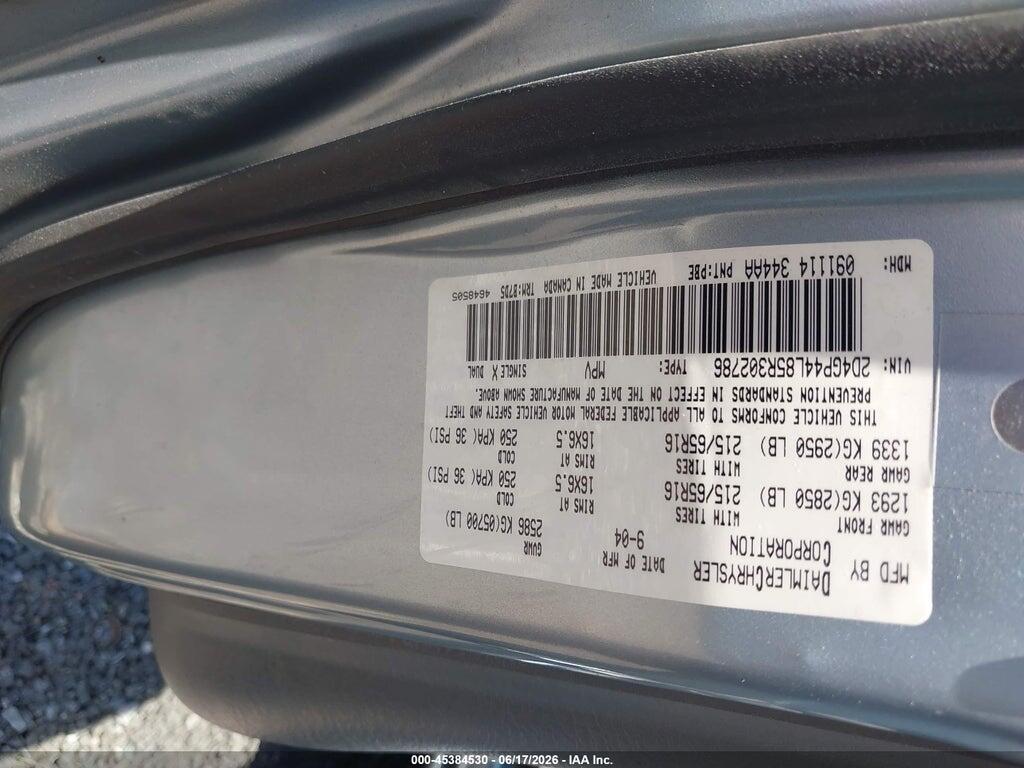 2D4GP44L85R302786 2005 DODGE CARAVAN photo no. 9