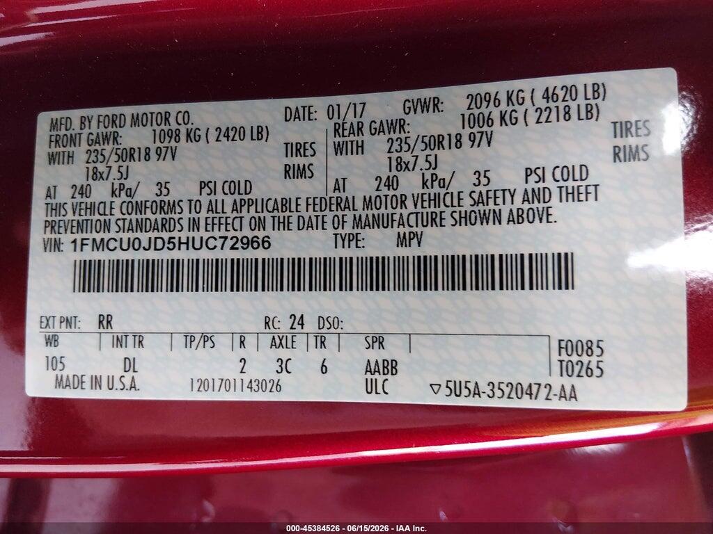 1FMCU0JD5HUC72966 2017 FORD ESCAPE photo no. 9