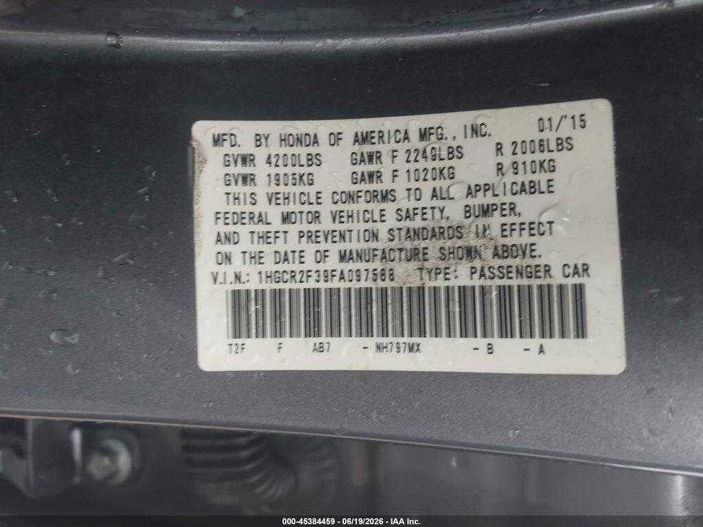 1HGCR2F39FA097588 2015 HONDA ACCORD photo no. 9