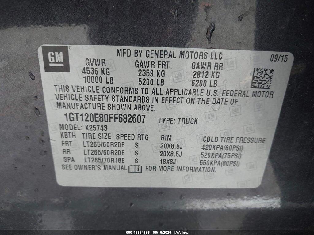 1GT120E80FF682607 2015 GMC SIERRA 2500HD AVAILABLE WIFI photo no. 9
