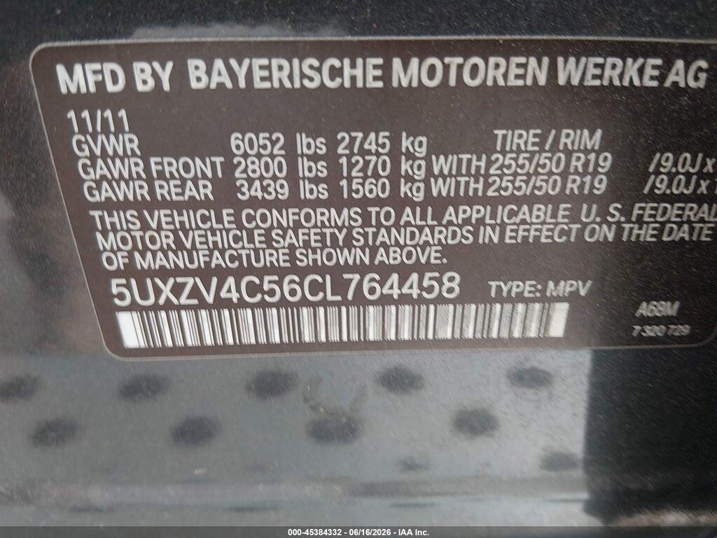 5UXZV4C56CL764458 2012 BMW X5 photo no. 9