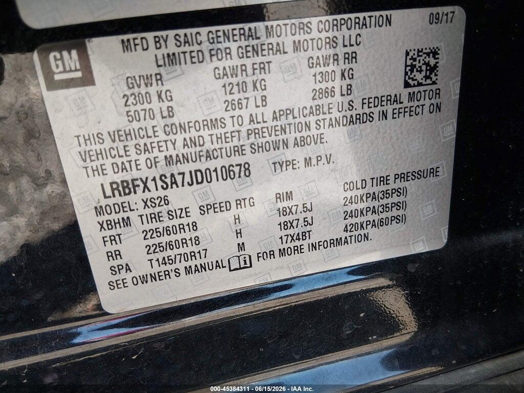 LRBFX1SA7JD010678 2018 BUICK ENVISION photo no. 9