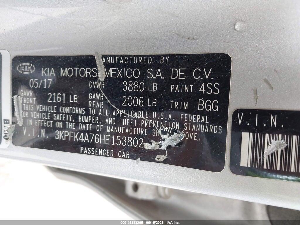 3KPFK4A76HE153802 2017 KIA FORTE photo no. 9