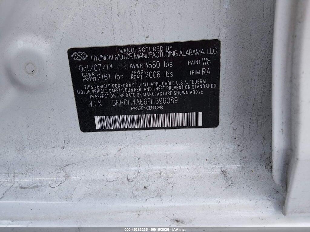 5NPDH4AE6FH596089 2015 HYUNDAI ELANTRA photo no. 9