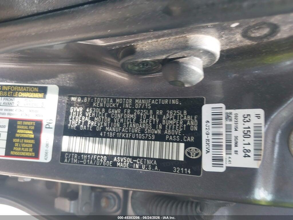 4T1BF1FKXFU105759 2015 TOYOTA CAMRY photo no. 9
