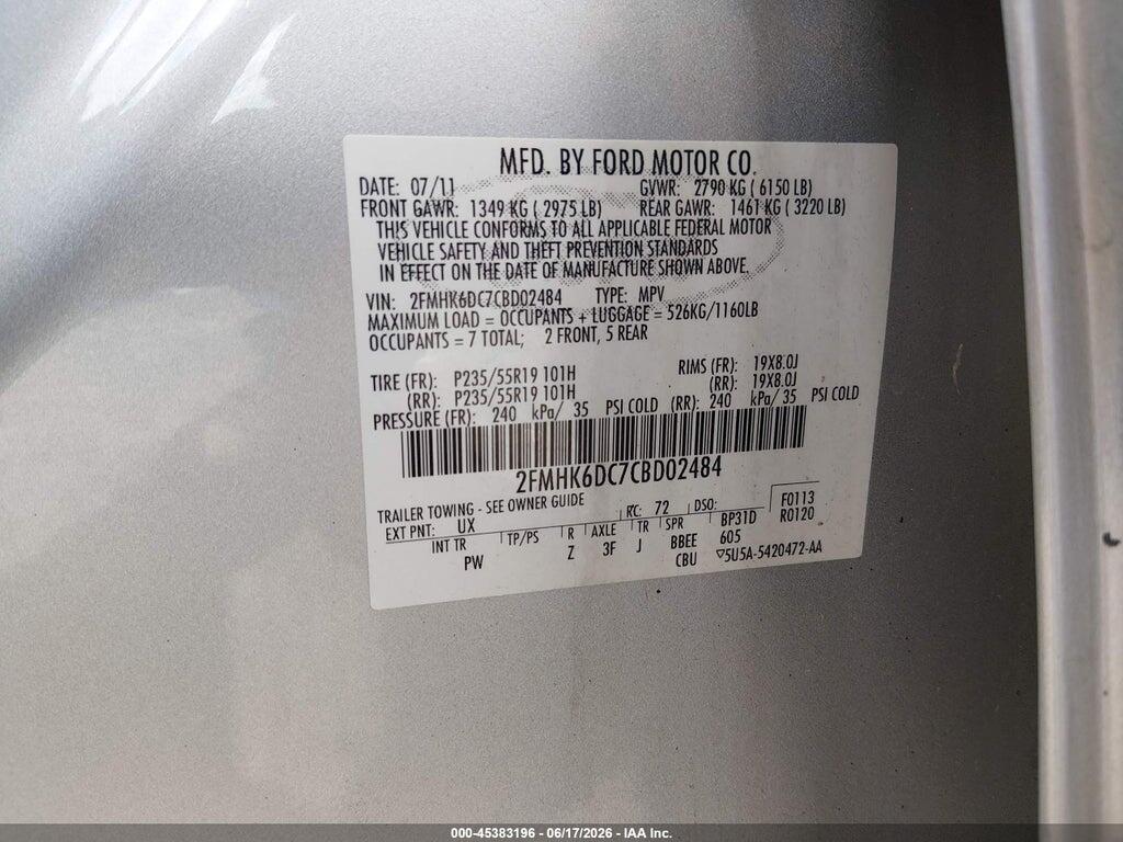 2FMHK6DC7CBD02484 2012 FORD FLEX photo no. 9