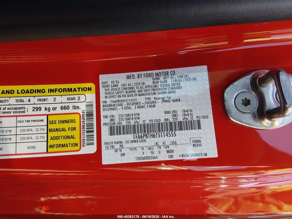 1FA6P8TH6T5114555 2026 FORD MUSTANG photo no. 9
