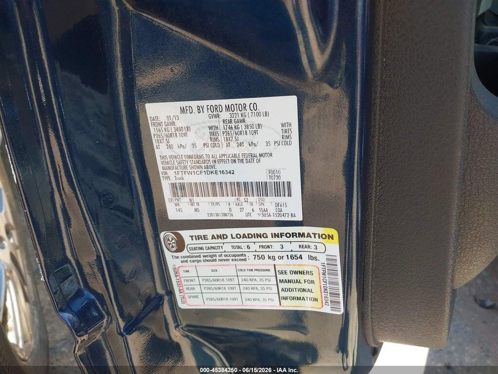 1FTFW1CF1DKE16342 2013 FORD F-150 photo no. 9