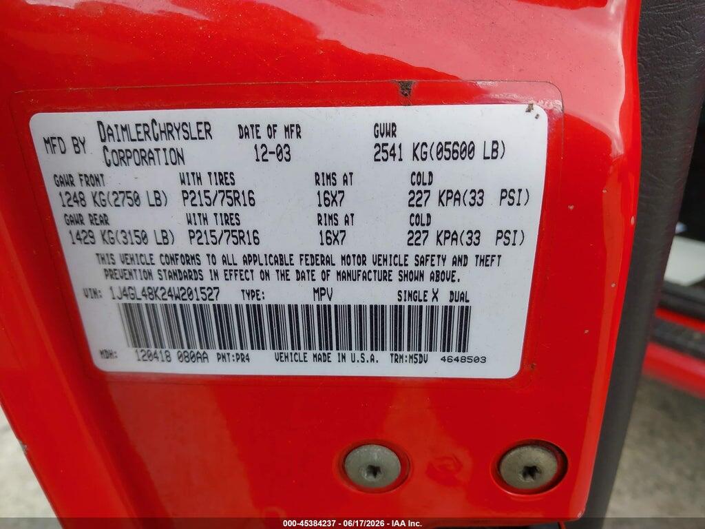 1J4GL48K24W201527 2004 JEEP LIBERTY photo no. 9
