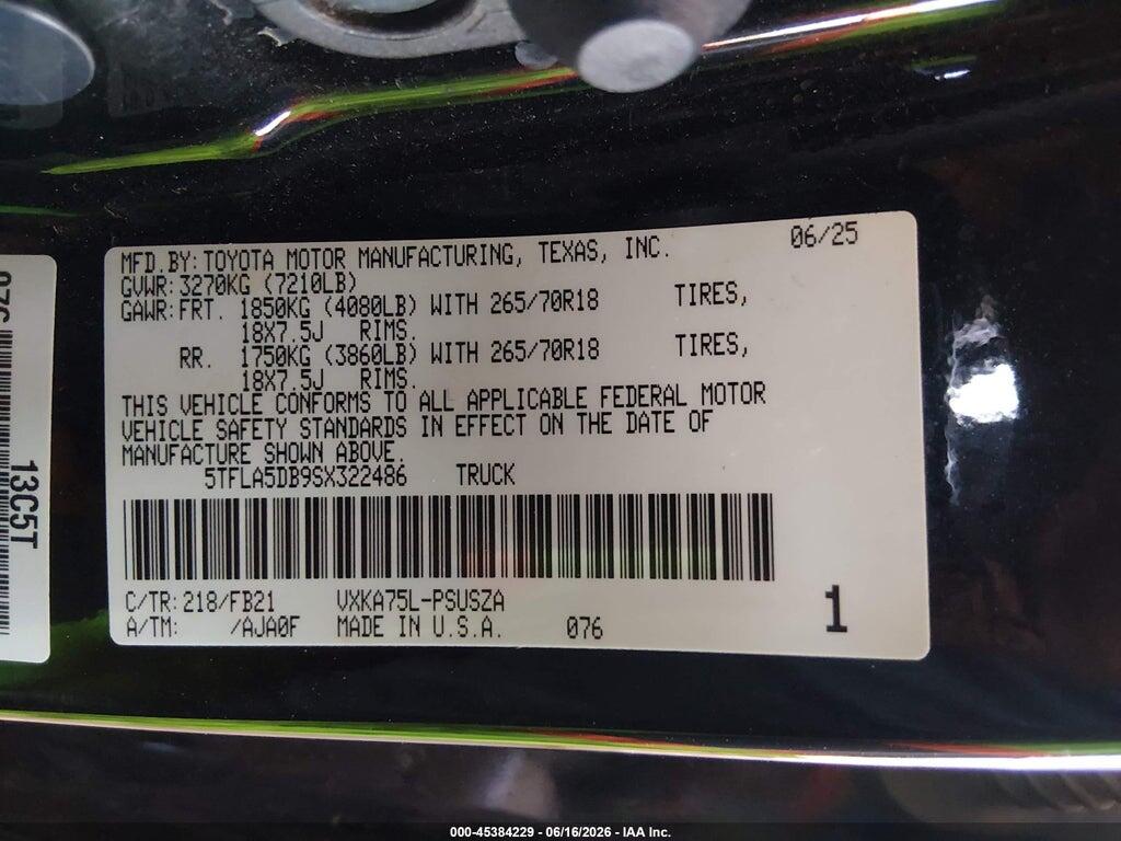 5TFLA5DB9SX322486 2025 TOYOTA TUNDRA photo no. 9