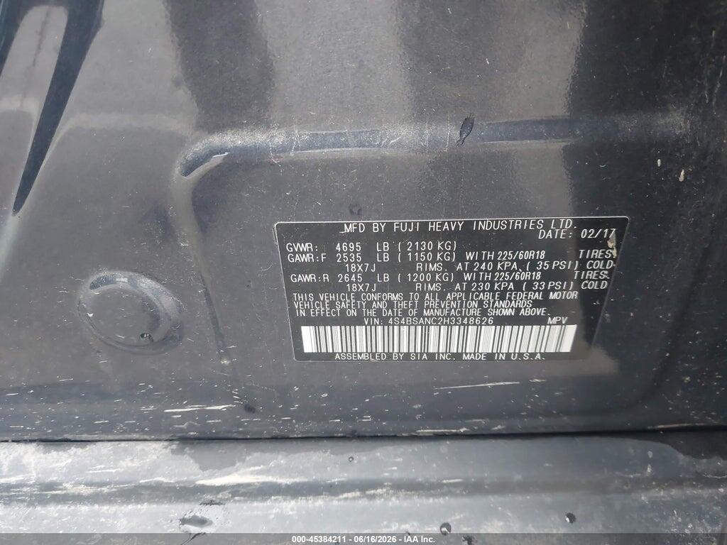 4S4BSANC2H3348626 2017 SUBARU OUTBACK photo no. 9