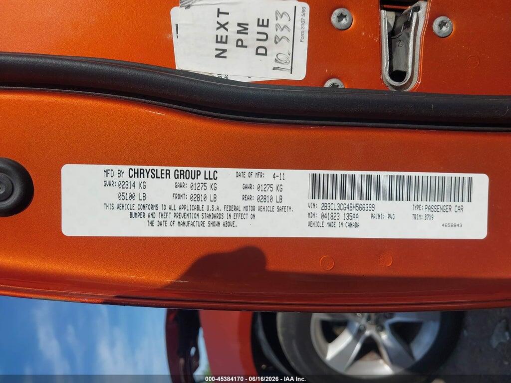 2B3CL3CG4BH566399 2011 DODGE CHARGER photo no. 9