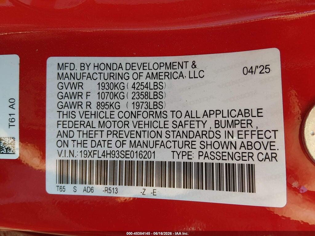 19XFL4H93SE016201 2025 HONDA CIVIC HYBRID photo no. 9