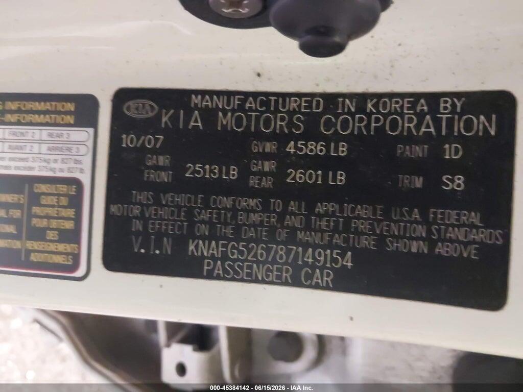 KNAFG526787149154 2008 KIA RONDO photo no. 9