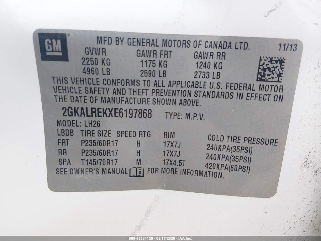2GKALREKXE6197868 2014 GMC TERRAIN photo no. 9