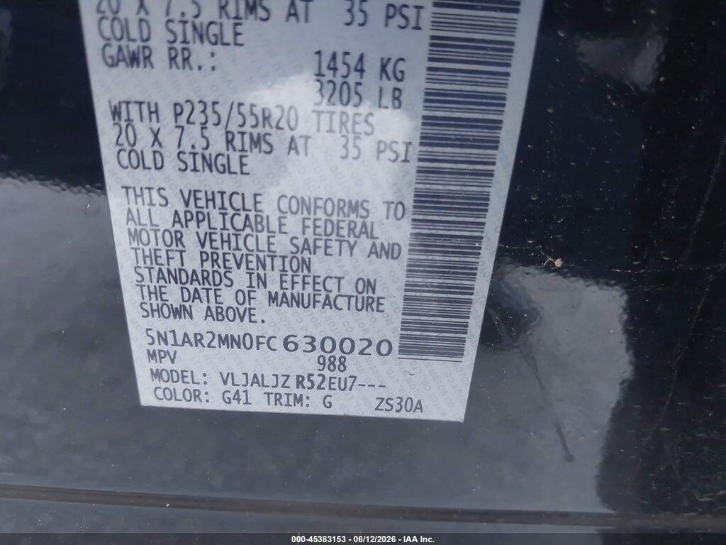 5N1AR2MN0FC630020 2015 NISSAN PATHFINDER photo no. 9