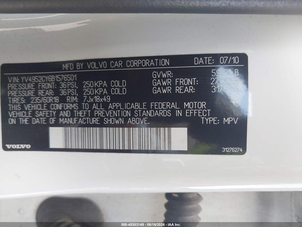 YV4952CY6B1576501 2011 VOLVO XC90 photo no. 9