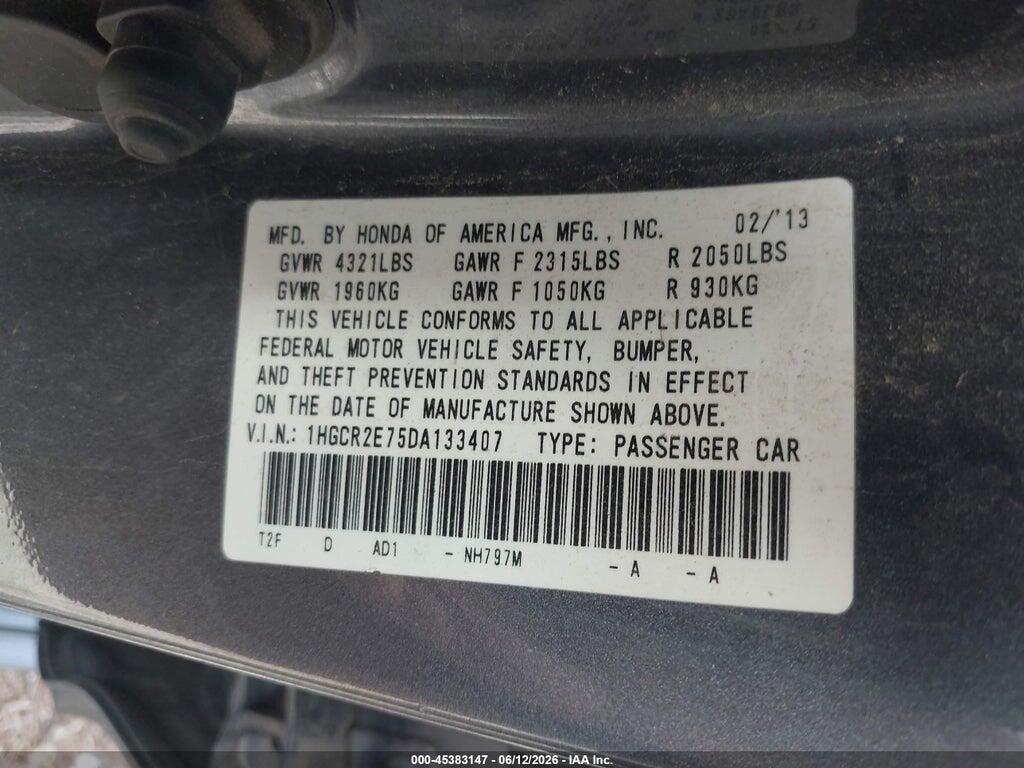1HGCR2E75DA133407 2013 HONDA ACCORD photo no. 9