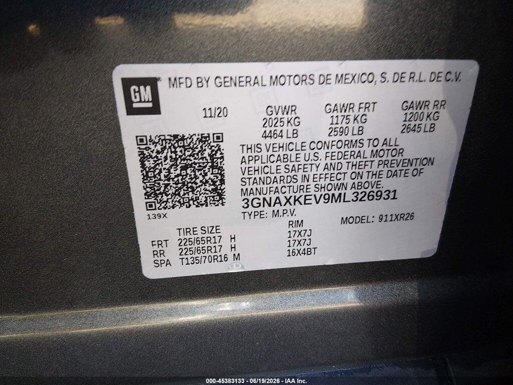 3GNAXKEV9ML326931 2021 CHEVROLET EQUINOX photo no. 9